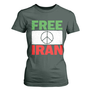 Free Iran T Shirt For Women Stop War Barbed Wire Peace Sign TS11 Dark Forest Green Print Your Wear