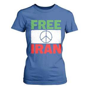 Free Iran T Shirt For Women Stop War Barbed Wire Peace Sign TS11 Royal Blue Print Your Wear