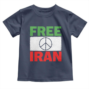 Free Iran Toddler T Shirt Stop War Barbed Wire Peace Sign TS11 Navy Print Your Wear