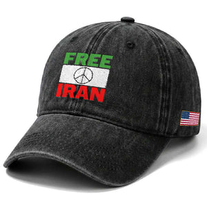 Free Iran Washed Cotton Baseball Cap Stop War Barbed Wire Peace Sign TS11 Print Your Wear