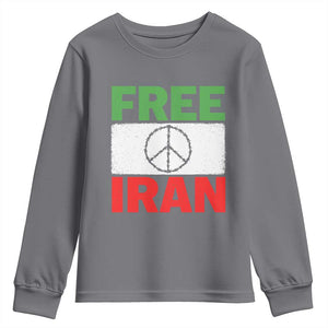 Free Iran Youth Sweatshirt Stop War Barbed Wire Peace Sign TS11 Charcoal Print Your Wear