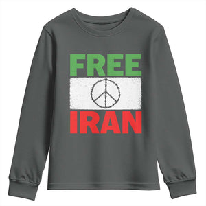 Free Iran Youth Sweatshirt Stop War Barbed Wire Peace Sign TS11 Dark Heather Print Your Wear
