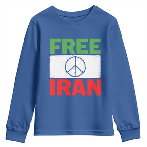 Free Iran Youth Sweatshirt Stop War Barbed Wire Peace Sign TS11 Royal Blue Print Your Wear
