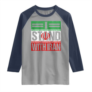 I Stand With Iran Raglan Shirt Iranian People Freedom Protest TS11 Sport Gray Navy Print Your Wear