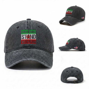 I Stand With Iran Washed Cotton Baseball Cap Iranian People Freedom Protest TS11 Washed Cap Universal Fit Dark Gray Print Your Wear
