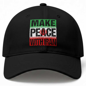 Make Peace With Iran Baseball Cap Peace Pacifist Stop War In Middle East TS11 Print Your Wear