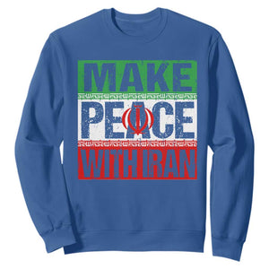 Make Peace With Iran Sweatshirt Peace Pacifist Stop War In Middle East TS11 Royal Blue Print Your Wear