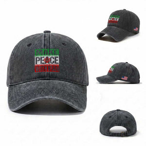 Make Peace With Iran Washed Cotton Baseball Cap Peace Pacifist Stop War In Middle East TS11 Washed Cap Universal Fit Dark Gray Print Your Wear