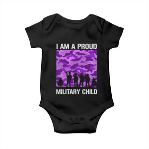 I Am A Proud Military Child Baby Onesie Military Child Month Purple Camouflage Flag TS11 Black Print Your Wear