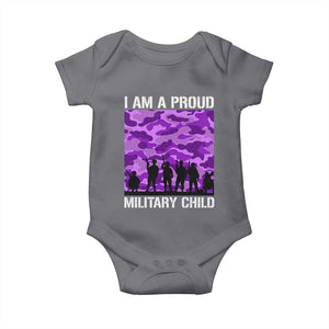 I Am A Proud Military Child Baby Onesie Military Child Month Purple Camouflage Flag TS11 Charcoal Print Your Wear