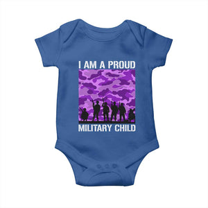 I Am A Proud Military Child Baby Onesie Military Child Month Purple Camouflage Flag TS11 Royal Blue Print Your Wear