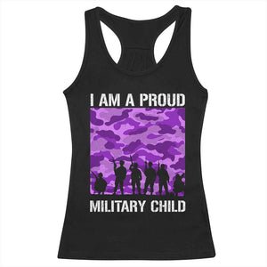 I Am A Proud Military Child Racerback Tank Top Military Child Month Purple Camouflage Flag TS11 Black Print Your Wear