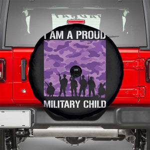 I Am A Proud Military Child Spare Tire Cover Military Child Month Purple Camouflage Flag TS11 Black Print Your Wear