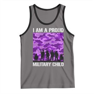 I Am A Proud Military Child Tank Top Military Child Month Purple Camouflage Flag TS11 Deep Heather Black Print Your Wear
