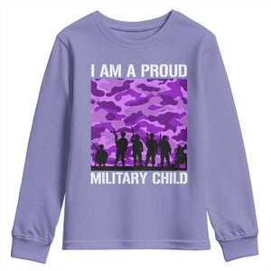 I Am A Proud Military Child Youth Sweatshirt Military Child Month Purple Camouflage Flag TS11 Violet Print Your Wear