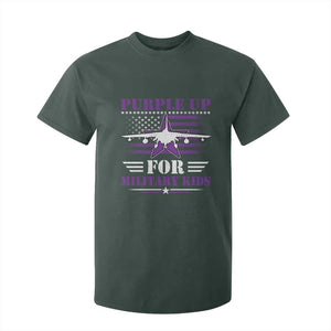 Purple Up For Military Kids T Shirt For Kid Vintage American Flag Fights TS11 Dark Forest Green Print Your Wear