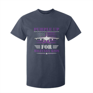 Purple Up For Military Kids T Shirt For Kid Vintage American Flag Fights TS11 Navy Print Your Wear