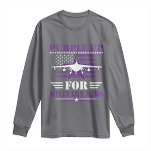 Purple Up For Military Kids Long Sleeve Shirt Vintage American Flag Fights TS11 Charcoal Print Your Wear