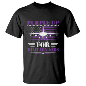 Purple Up For Military Kids T Shirt Vintage American Flag Fights TS11 Black Print Your Wear