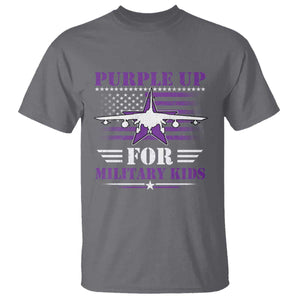 Purple Up For Military Kids T Shirt Vintage American Flag Fights TS11 Charcoal Print Your Wear
