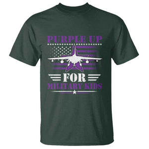 Purple Up For Military Kids T Shirt Vintage American Flag Fights TS11 Dark Forest Green Print Your Wear