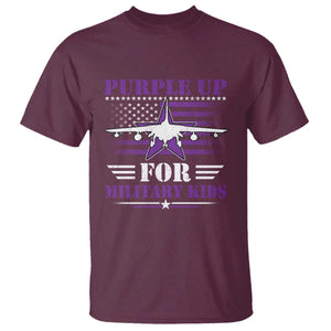Purple Up For Military Kids T Shirt Vintage American Flag Fights TS11 Maroon Print Your Wear