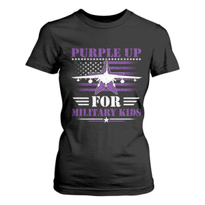 Purple Up For Military Kids T Shirt For Women Vintage American Flag Fights TS11 Black Print Your Wear