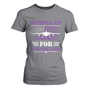 Purple Up For Military Kids T Shirt For Women Vintage American Flag Fights TS11 Charcoal Print Your Wear