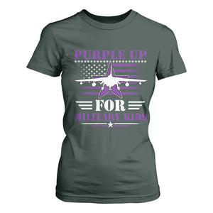 Purple Up For Military Kids T Shirt For Women Vintage American Flag Fights TS11 Dark Forest Green Print Your Wear