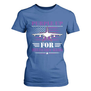 Purple Up For Military Kids T Shirt For Women Vintage American Flag Fights TS11 Royal Blue Print Your Wear