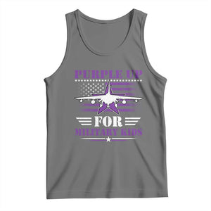 Purple Up For Military Kids Tank Top Vintage American Flag Fights TS11 Black Heather Print Your Wear