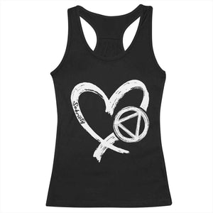 Sobriety Heart Sober Anniversary Alcoholic Abstinence Racerback Tank Top TS11 Black Print Your Wear