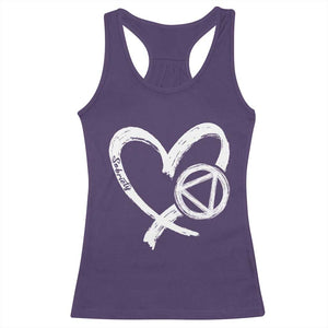 Sobriety Heart Sober Anniversary Alcoholic Abstinence Racerback Tank Top TS11 Purple Print Your Wear