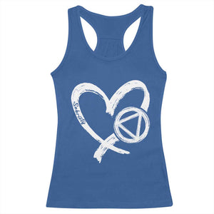 Sobriety Heart Sober Anniversary Alcoholic Abstinence Racerback Tank Top TS11 Royal Blue Print Your Wear