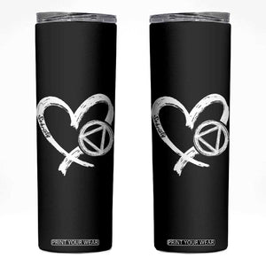 Sobriety Heart Sober Anniversary Alcoholic Abstinence Skinny Tumbler TS11 Black Print Your Wear