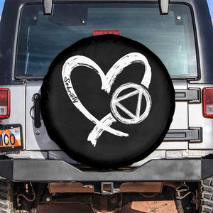Sobriety Heart Sober Anniversary Alcoholic Abstinence Spare Tire Cover TS11 No hole Black Print Your Wear