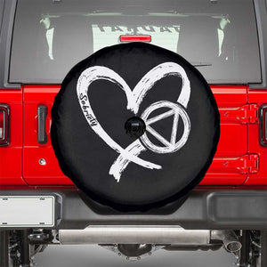 Sobriety Heart Sober Anniversary Alcoholic Abstinence Spare Tire Cover TS11 Black Print Your Wear
