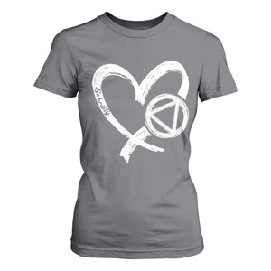 Sobriety Heart Sober Anniversary Alcoholic Abstinence T Shirt For Women TS11 Charcoal Print Your Wear