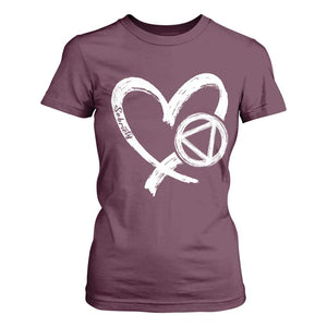 Sobriety Heart Sober Anniversary Alcoholic Abstinence T Shirt For Women TS11 Maroon Print Your Wear