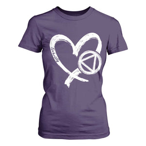 Sobriety Heart Sober Anniversary Alcoholic Abstinence T Shirt For Women TS11 Purple Print Your Wear