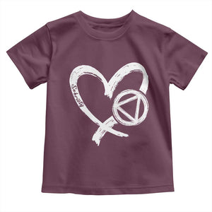 Sobriety Heart Sober Anniversary Alcoholic Abstinence Toddler T Shirt TS11 Maroon Print Your Wear