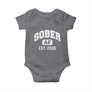 Sober AF 2026 AA Recovery Achiever Sobriety Anniversary Baby Onesie TS11 Charcoal Print Your Wear