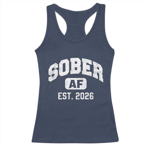 Sober AF 2026 AA Recovery Achiever Sobriety Anniversary Racerback Tank Top TS11 Navy Print Your Wear