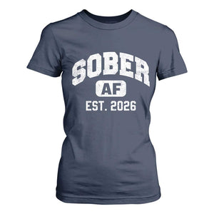 Sober AF 2026 AA Recovery Achiever Sobriety Anniversary T Shirt For Women TS11 Navy Print Your Wear