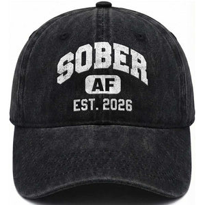 Sober AF 2026 AA Recovery Achiever Sobriety Anniversary Washed Cotton Baseball Cap TS11 Print Your Wear