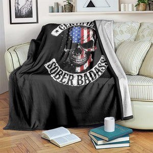 Certified Sober Badass Throw Blanket Sobriety Alcohol Fighters Vintage Skull