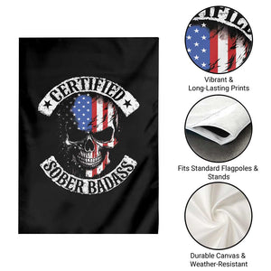 Certified Sober Badass Garden Flag Sobriety Alcohol Fighters Vintage Skull