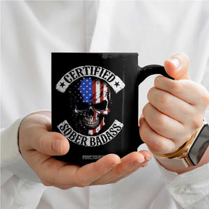 Certified Sober Badass Coffee Mug Sobriety Alcohol Fighters Vintage Skull