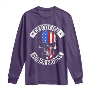 Certified Sober Badass Long Sleeve Shirt Sobriety Alcohol Fighters Vintage Skull