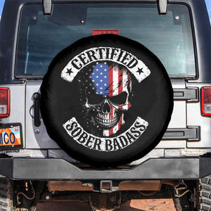 Certified Sober Badass Spare Tire Cover Sobriety Alcohol Fighters Vintage Skull